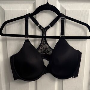 Maidenform T Back/ Racerback Black Lace Bra 40D Plus Size